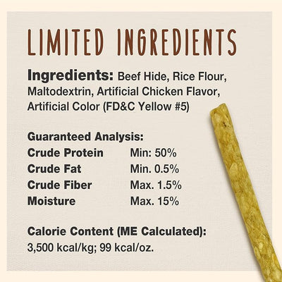 Cadet Premium Grade Rawhide for Dogs, Long-Lasting Munchy Sticks, Single-Ingredient Dog Chews, Chicken Flavor, 5-Inch, 100 Count