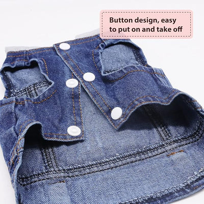 SILD Pet Clothes Dog Jeans Jacket Cool Blue Denim Coat Small Medium Dogs Lapel Vests Classic Hoodies Puppy Blue Vintage Washed Clothes (Grey,S)