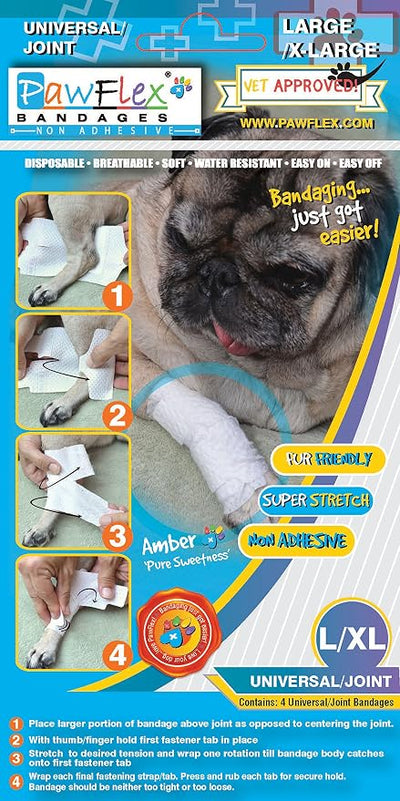 Pawflex Bandages Universal Joint Bandages for Pets (Pack of 4) Large