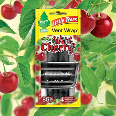 LITTLE TREES Car Air Freshener | Vent Wrap Provides Long Lasting Scent, Invisibly Fresh | 16 Air Fresheners | Wild Cherry