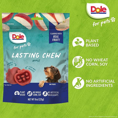 Dole for Pets Freshly Fetched Lasting Chew, Apple Flavor Dog Treats, Small Breeds, No Wheat, Corn, Soy, Artificial Flavors, Colors, or Animal Products, 8 Ounces, 10 Chews