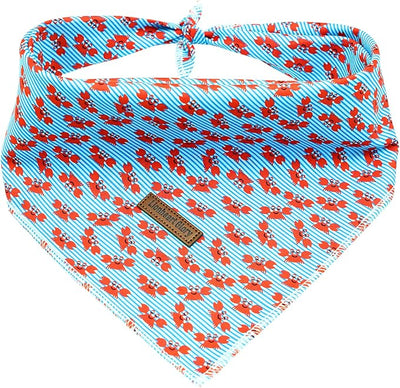 Lionheart glory Blue Stripe Dog Bandana 1 Pack Washable Soft Dog Scarf, Square Adjustable Dog Bandanas for Medium Large Dogs, N:Crabs