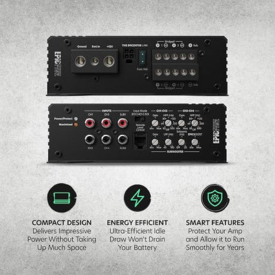 AudioControl EPICFIVE 5-Channel Amplifier Car Audio 1100W RMS, Compact Digital Class D, Includes Bass Knob, High/Low Pass & Subsonic Filter, Epic Bass Boost, Smart Auto Protection, Epicenter Link