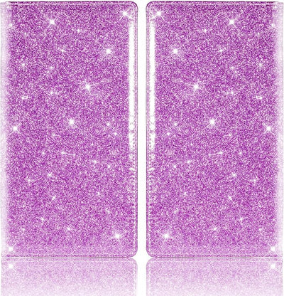 TOURSUIT Car Registration and Insurance Card Holder, Vehicle License Document Glove Box Compartment Organizer, Interior Car Accessories for Women Men (Glitter Purple)