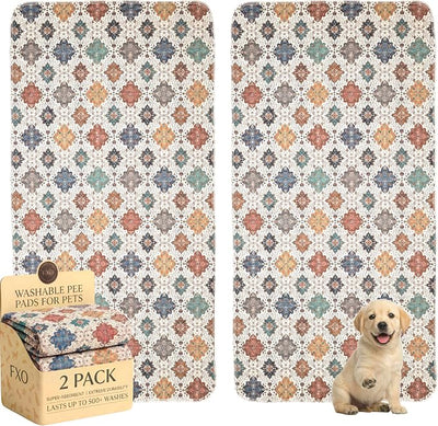 Washable Pee Pads for Dogs,Great Urine Absorbent Reusable Puppy Training Pads,Waterproof,Leak-Proof & Non-Slip Potty Pads for Whelping,Crate,Playpen,Bed.(Colorful Day,36"x72")
